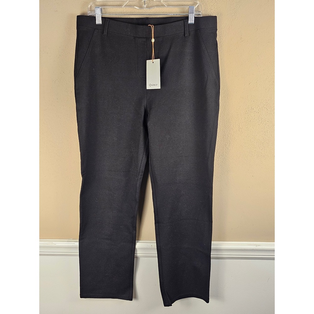 NWT Quince Womens Black Ultra Stretch Ponte Straight Leg Pants XL